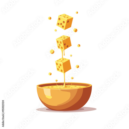 Cheese dices and slices vector illustration