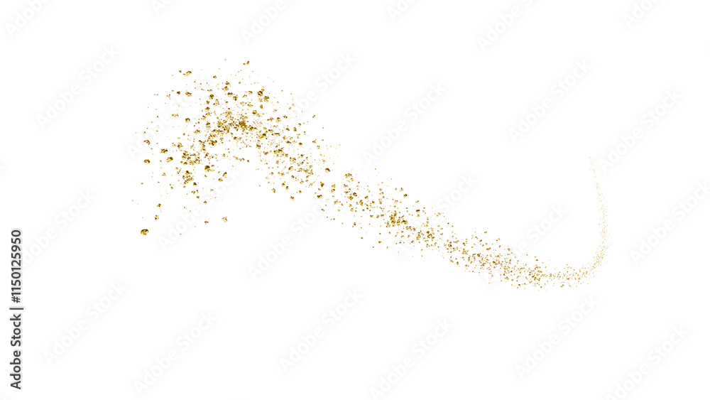 Obraz premium 飛び散る粒子、粉：金