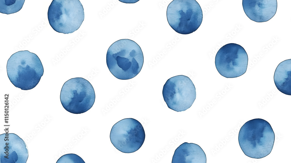 A seamless pattern of blue polka dots on a white background A seamless pattern of blue polka dots on a white background
