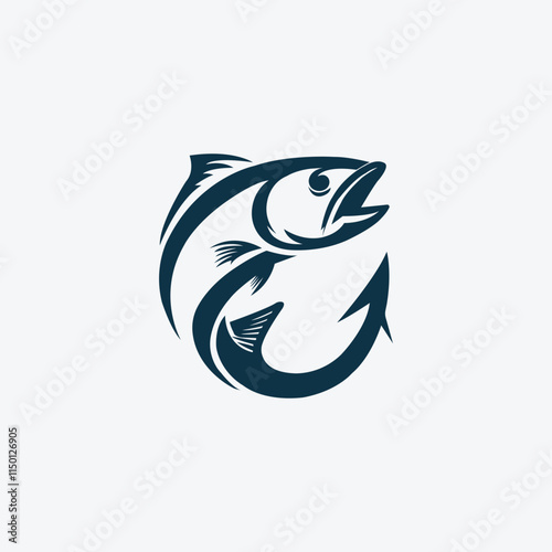 Jumping fish logo icon vector
