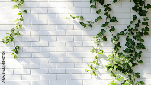 Ivy Climbing White Brick Wall: Nature Meets Architecture