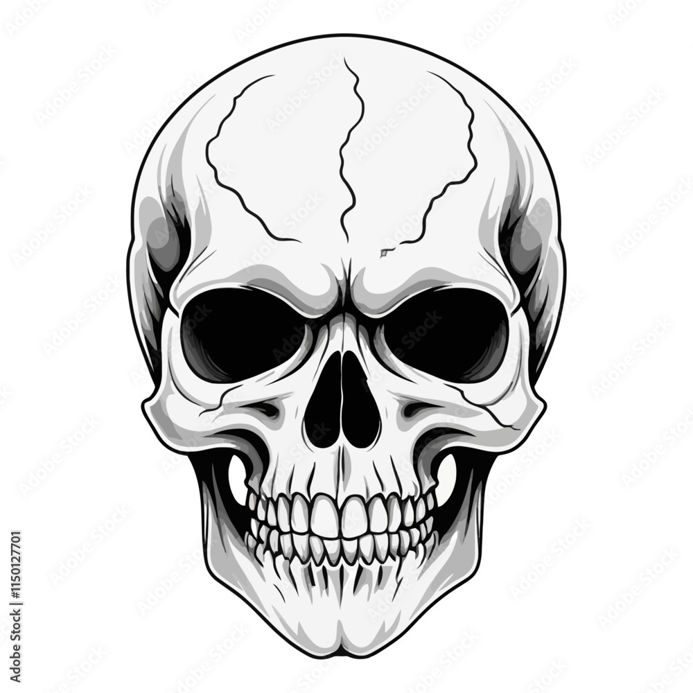 Fototapeta premium Skull skeleton vector design in different styles with solid background