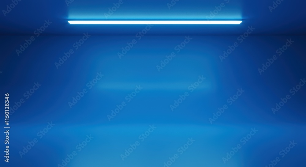 Obraz premium Blue Room with Bright Neon Light