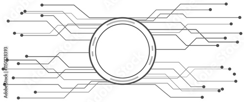 Vector abstract white digital technology circuits lines geometric dots and lines.