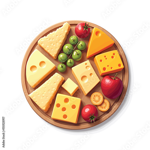 Cheese dices and slices vector illustration