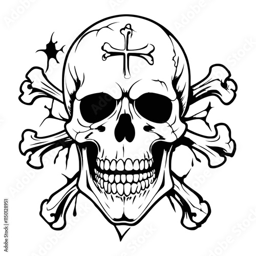 Skull skeleton vector design in different styles with solid background