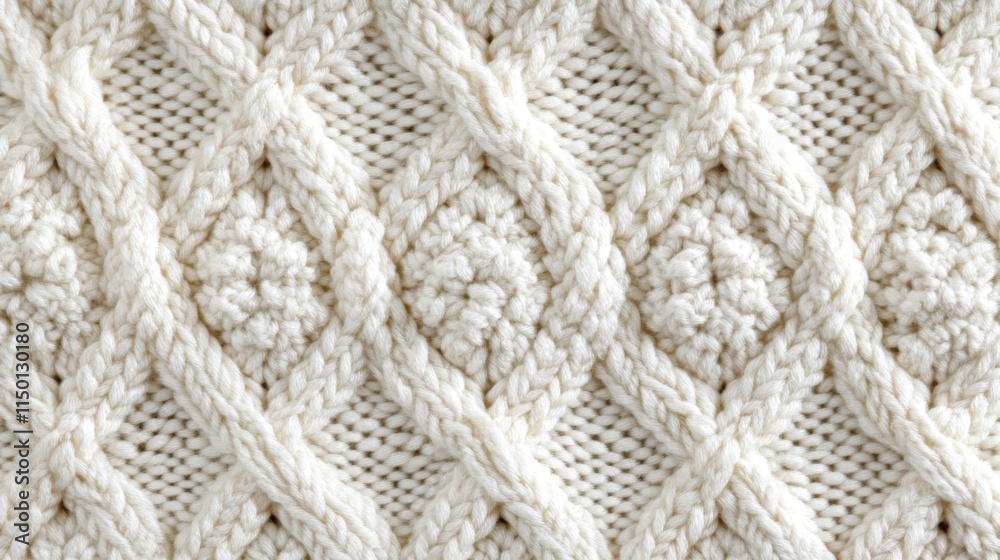 Obraz premium Cream Cable Knit Texture Detailing Intricate Pattern