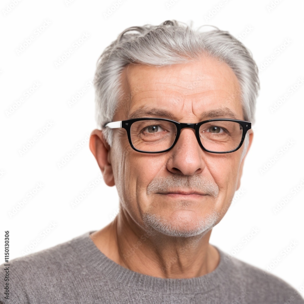 senior man with grey hair and glasses isolated on white senior man with grey hair and glasses isolated on white