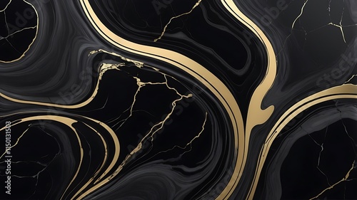Wallpaper Mural Black marble texture with gold veining, elegant patterns. Suitable for luxury branding, background design, interior decor, high-end concepts Torontodigital.ca