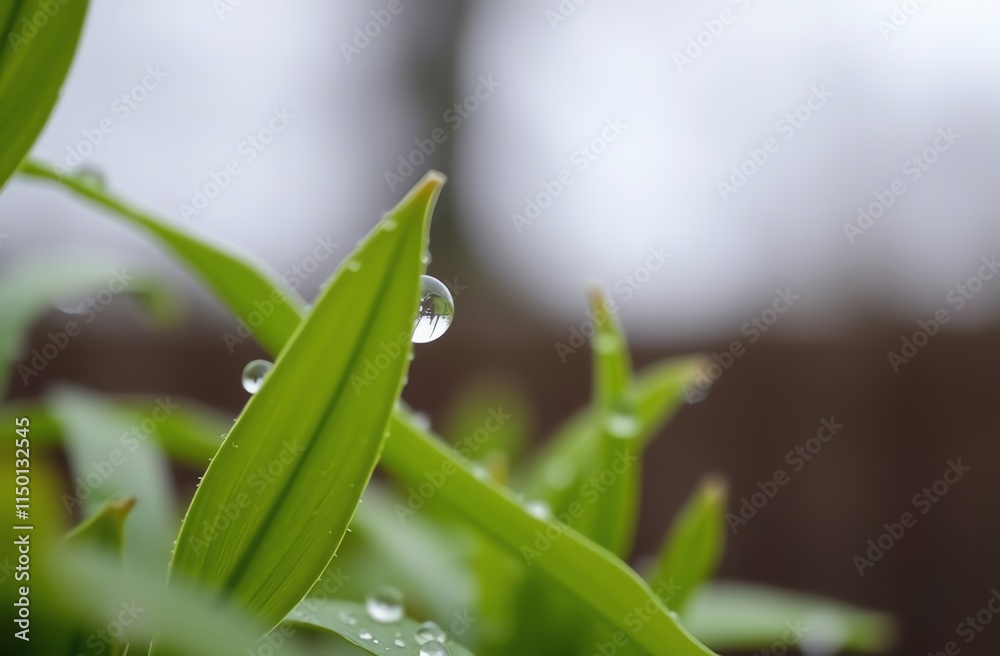 Close-up of green leaves with water droplet. Close-up of green leaves with water droplet.