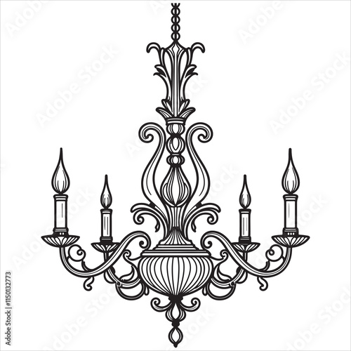 Ornate chandeliers silhouette vector 