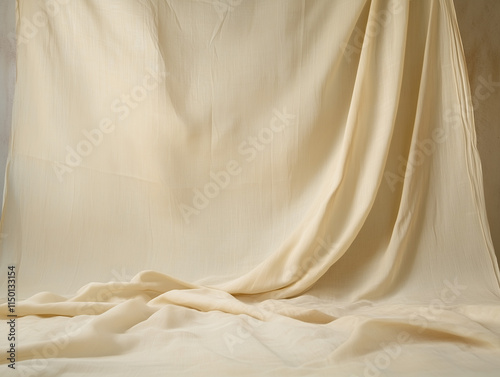 Elegant Cream Fabric Backdrop: Soft Folds and Textures for Photography and Design