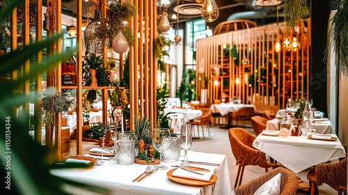 Salle de restaurant illuminée photo