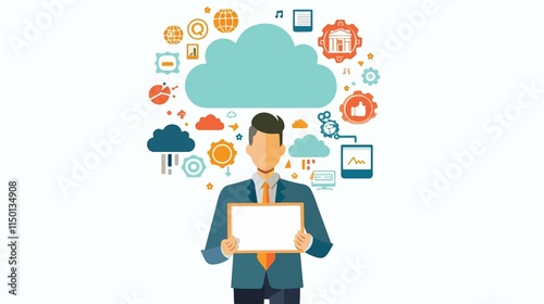 Wallpaper Mural Businessman Holding Cloud Computing Banner, Modern Concept Torontodigital.ca