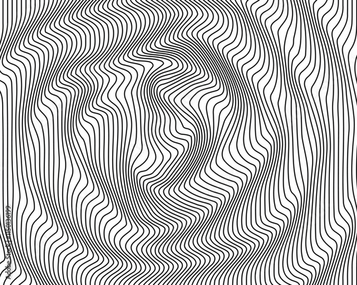 Abstract background with wavy lines. Black and white vector pattern..