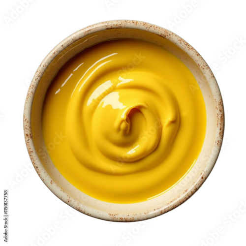 Yellow creamy substance swirled in a bowl