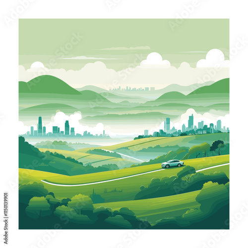 Car pollution vector illustration