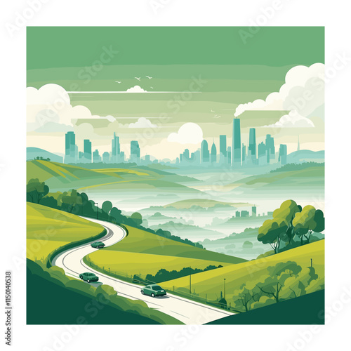 Car pollution vector illustration