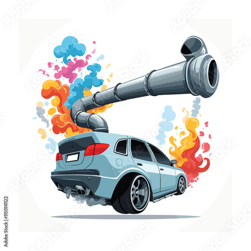 Car pollution vector illustration