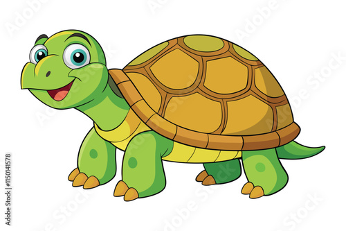Cute cartoon turtle on white background