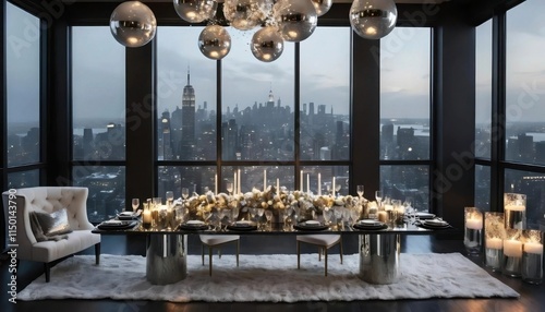 New Year Sophisticated Party Decor with Golden Highlights photo