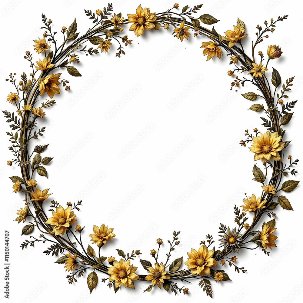 Fototapeta premium Luxury flowers circle border