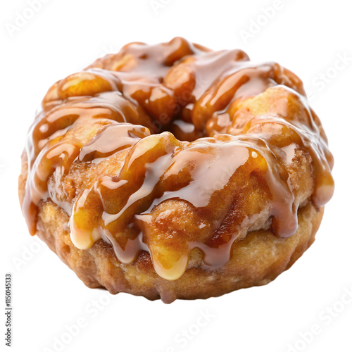 glazed apple fritter on transparent background
