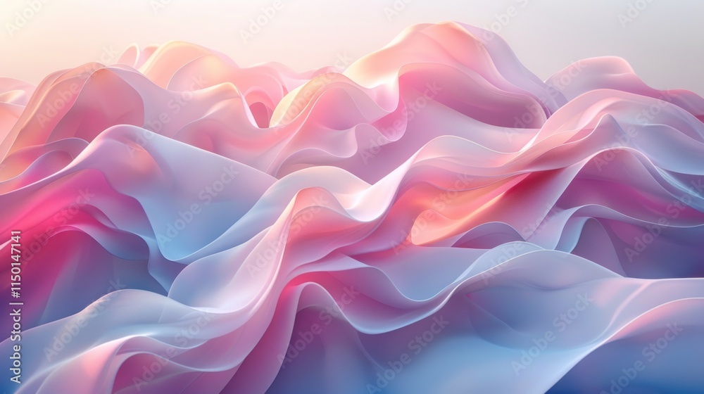 Obraz premium Abstract background of blue and pink wavy fabric.