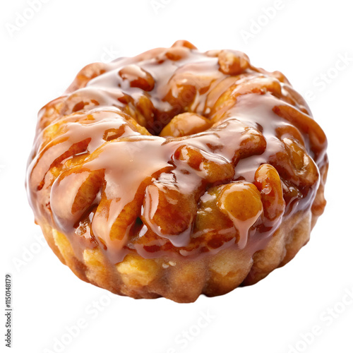 glazed apple fritter on transparent background