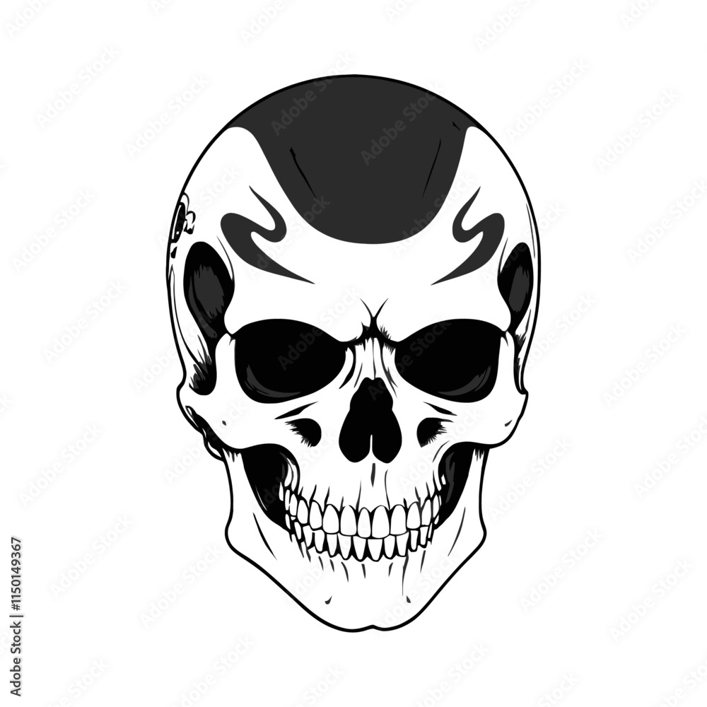 Fototapeta premium Skull skeleton vector design in different styles with solid background