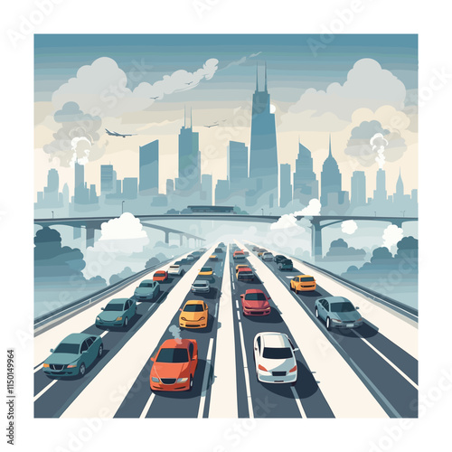 Car pollution vector illustration