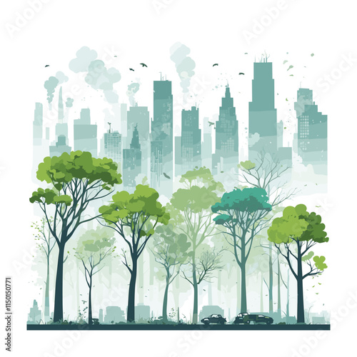Car pollution vector illustration