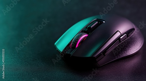 A gaming mouse featuring colorful LED lights, set against a dark background, highlighting its cutting-edge design and appeal to gaming enthusiasts. photo