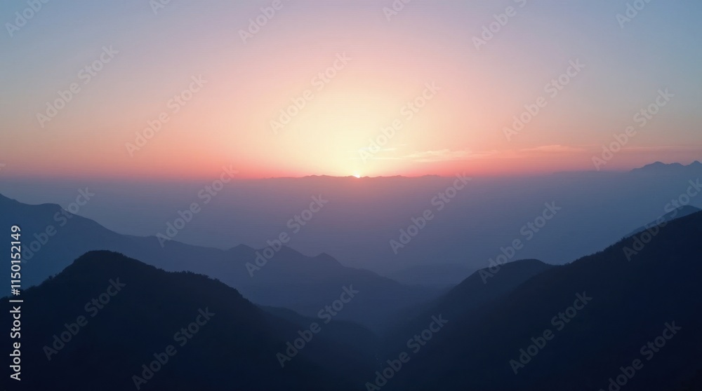 Distant Mountain Range at Sunset Distant Mountain Range at Sunset
