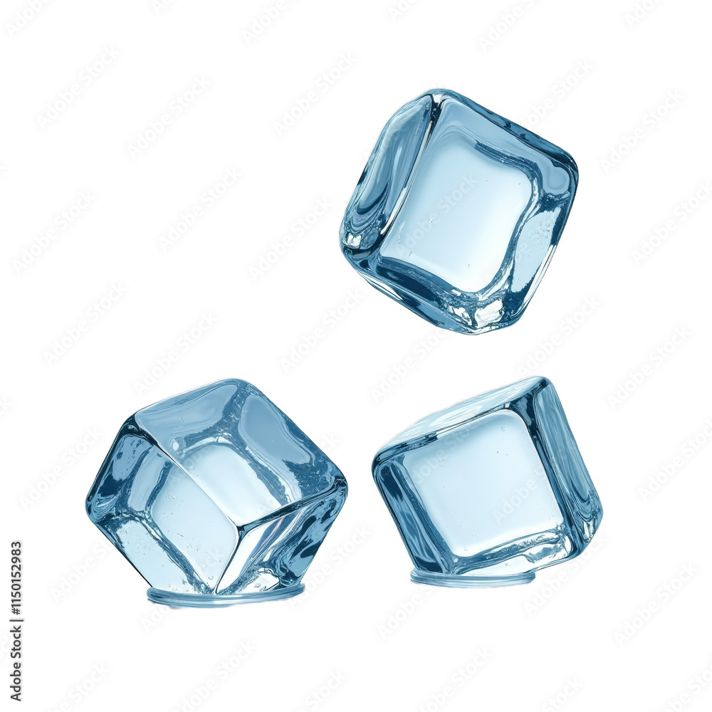 Blue ice cubes on black background
