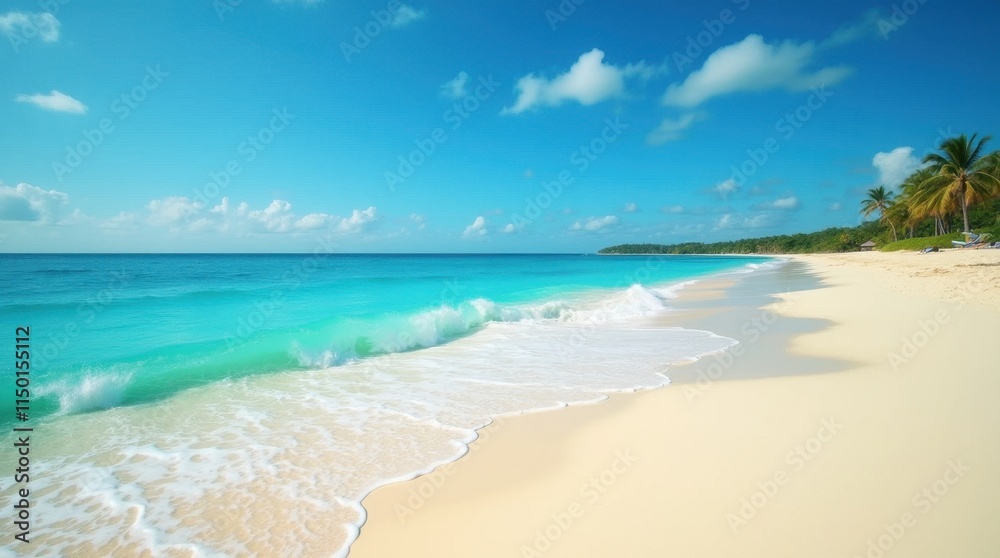 Pristine Turquoise Beach with Gentle Waves Pristine Turquoise Beach with Gentle Waves