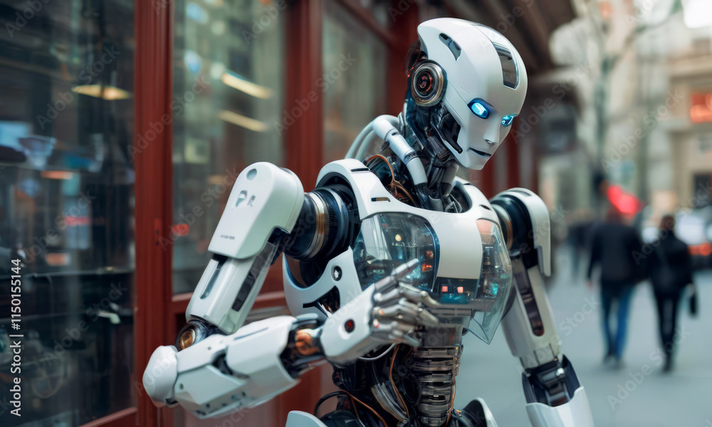 Robots and people in everyday life,Mobile communication,The concept of future technology Robots and people in everyday life,Mobile communication,The concept of future technology