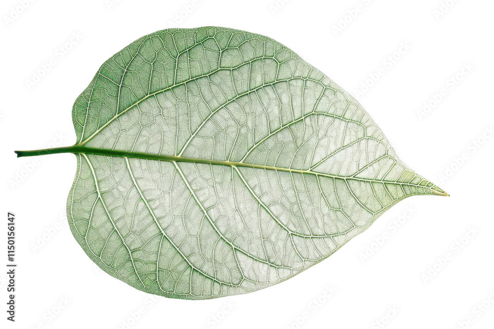 Obraz premium Green Leaf Shows Intricate Veins and Nature's Delicate Artistry Botany Theme.