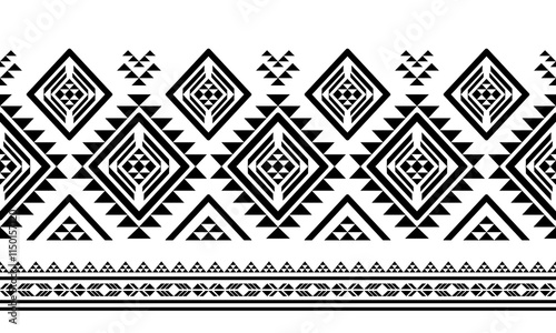Wallpaper Mural Southwest Aztec geometric Native American Mexican Navajo tribal ethnic boho indian texture ornament seamless pattern fabric black and white design vector for woven textile printing blanket rug carpet  Torontodigital.ca