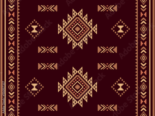 Southwest Aztec geometric Native American Mexican Navajo tribal ethnic boho indian texture ornament seamless pattern fabric colorful design vector for woven textile printing blanket rug carpet fashion