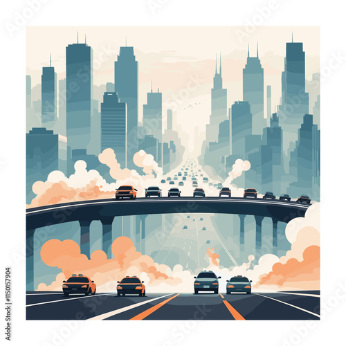 Car pollution vector illustration