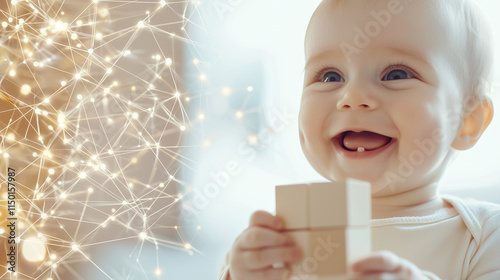 Joyful Baby with Blocks and...