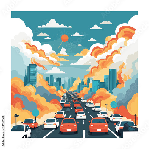 Car pollution vector illustration