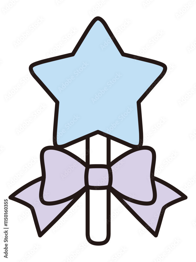 Obraz premium リボンがついた星のステッキのベクターイラスト