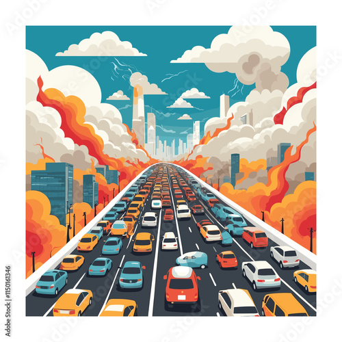 Car pollution vector illustration