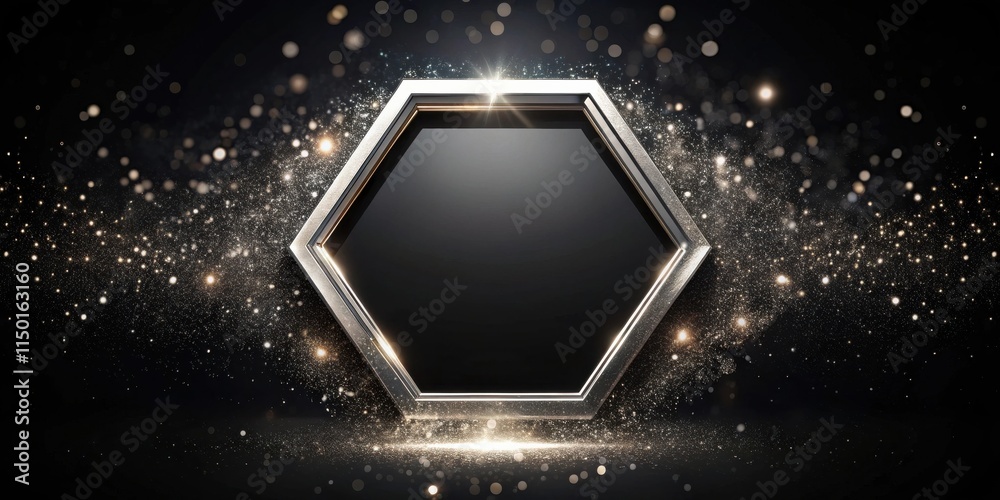 Obraz premium Elegant Hexagon Frame with Sparkling Dust and Glimmering Lights