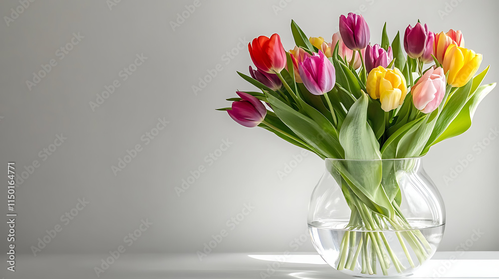 Vibrant Tulip Bouquet in Glass Vase Vibrant Tulip Bouquet in Glass Vase