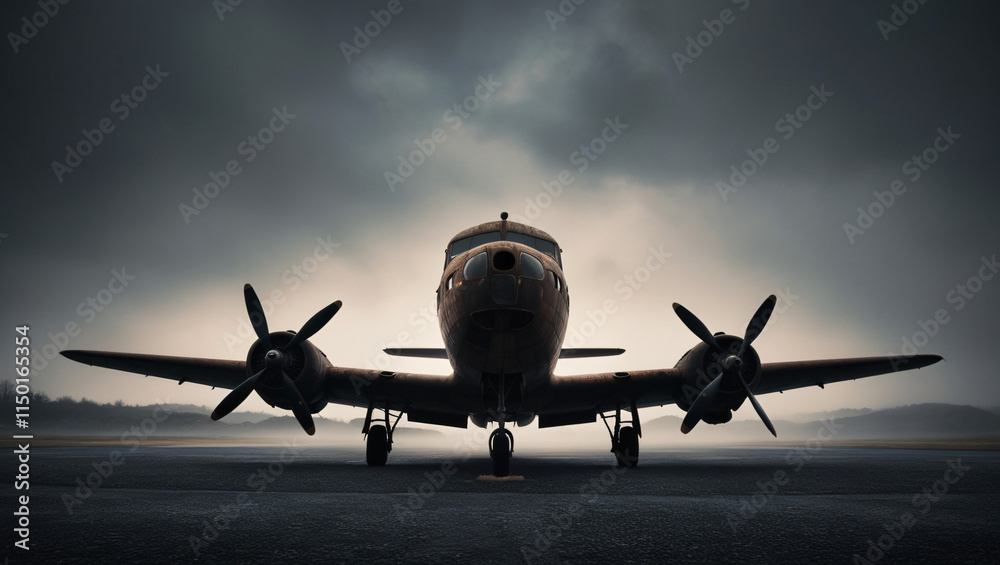 Fototapeta premium airplane in the sunset