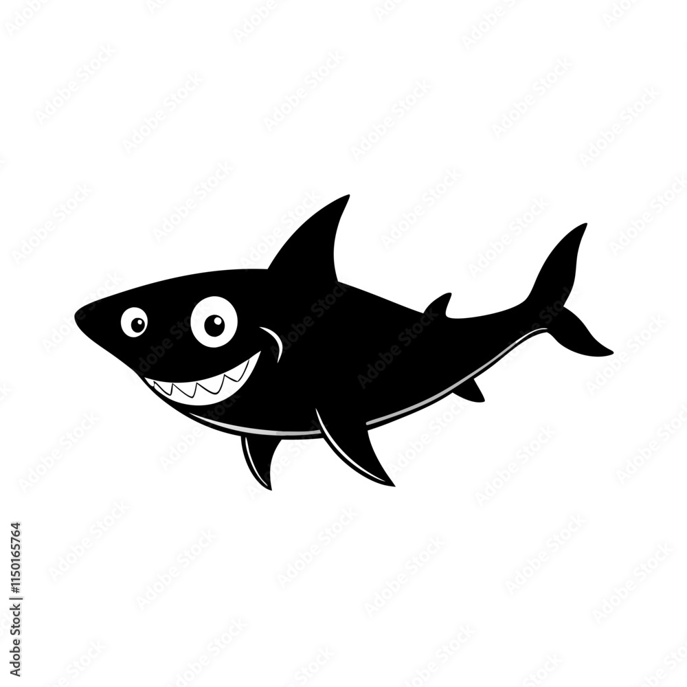 Fototapeta premium Shark cartoon vector silhouette