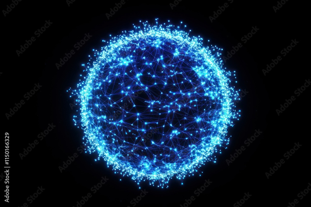 Glowing Sphere with Interconnected Points of Light Glowing Sphere with Interconnected Points of Light